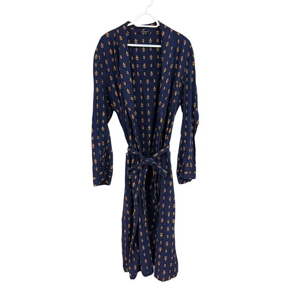 Vtg Towncraft Men’s Robe XL 46-48 Blue Fleur De Lis Pattern Sanforized Cotton - Picture 1 of 6